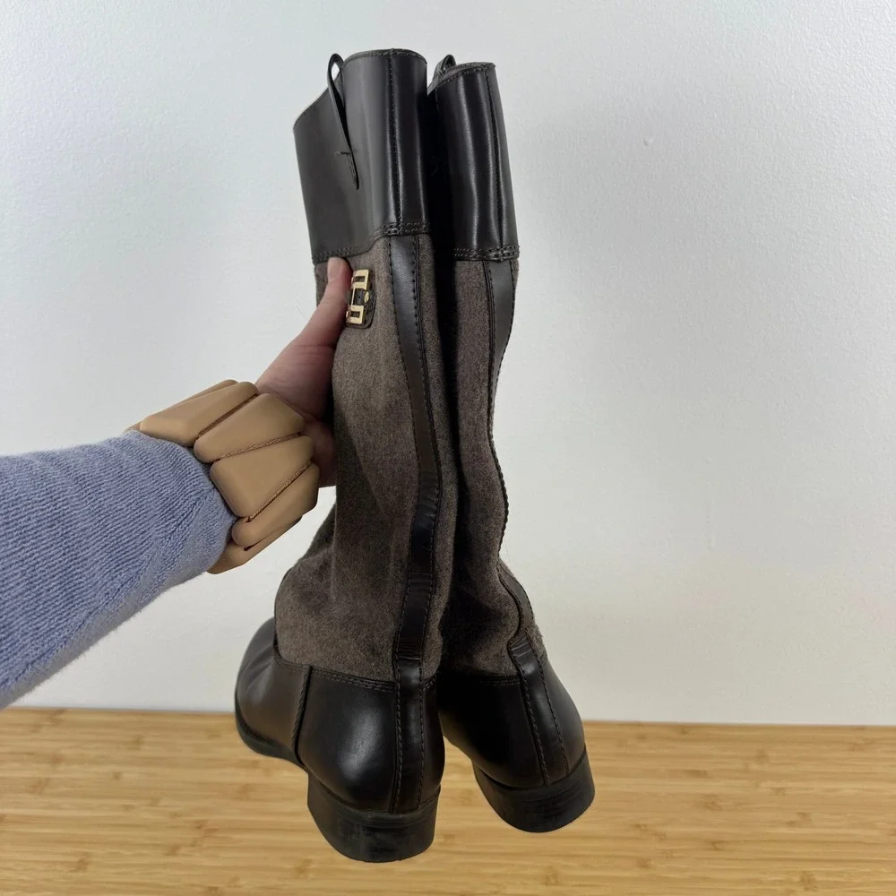 Tommy Hilfiger Women's Brown Leather Wool Tall Riding Boots‎ Size 7M